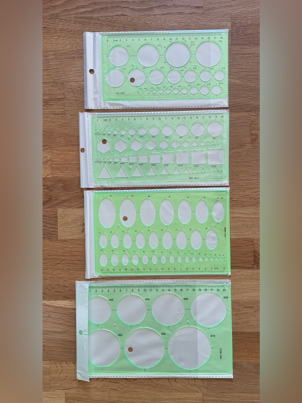 4 Piece Drafting Geometric Templates